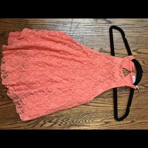 Coral Halter Lace Tank